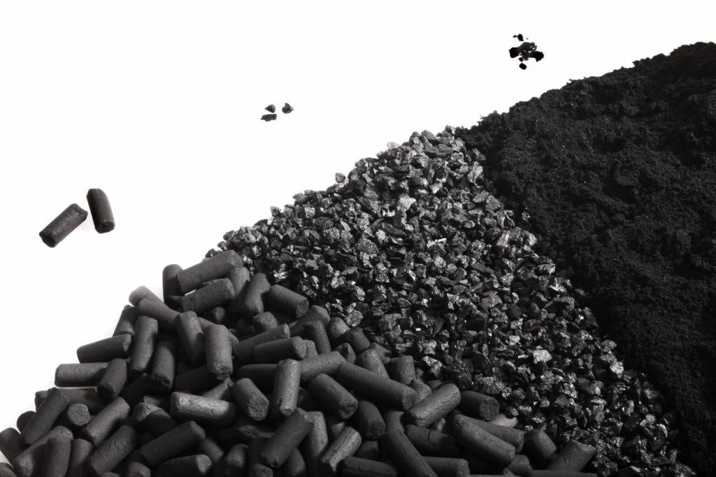 Wood based activated carbon granules used for superior filtration and purification processes.
